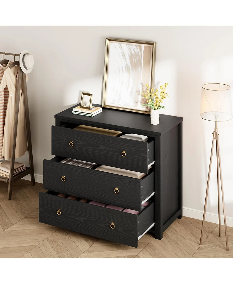 gaomon 3 Drawer Modern Dresser, Tall Wooden Storage Chest Organizer for Bedroom Living Room Hallway