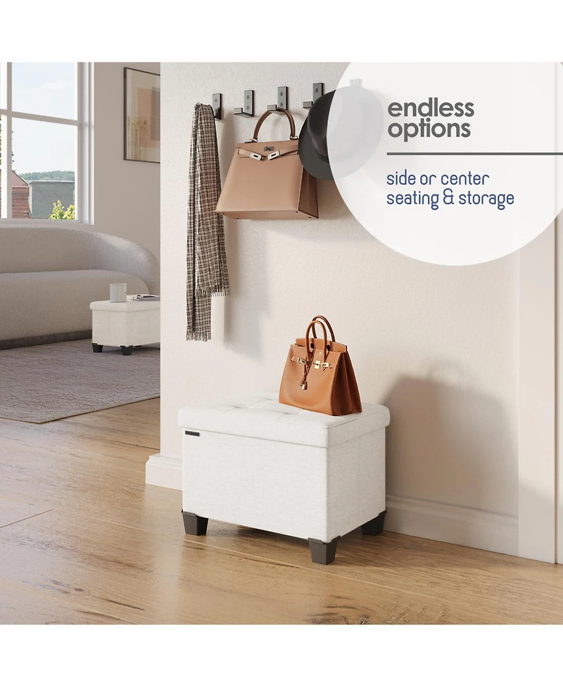 Nestl 16 Inches Ottoman Storage Bench with Storage Bins