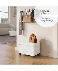 Nestl 16 Inches Ottoman Storage Bench with Storage Bins