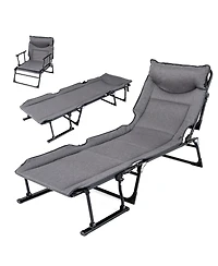 Slickblue 3 in 1 Folding Camping Cot Comfy Padded Convertible Single Sofa Chair
