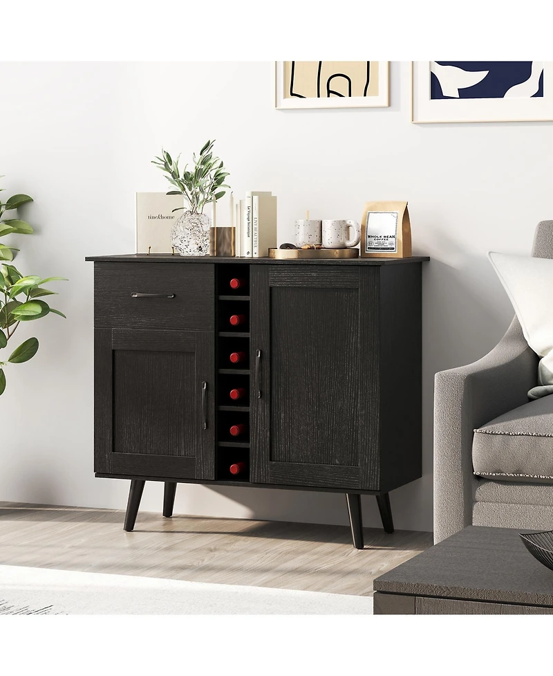 Slickblue Wine Buffet Cabinet with Built 6 Bottle Rack for Dining Room