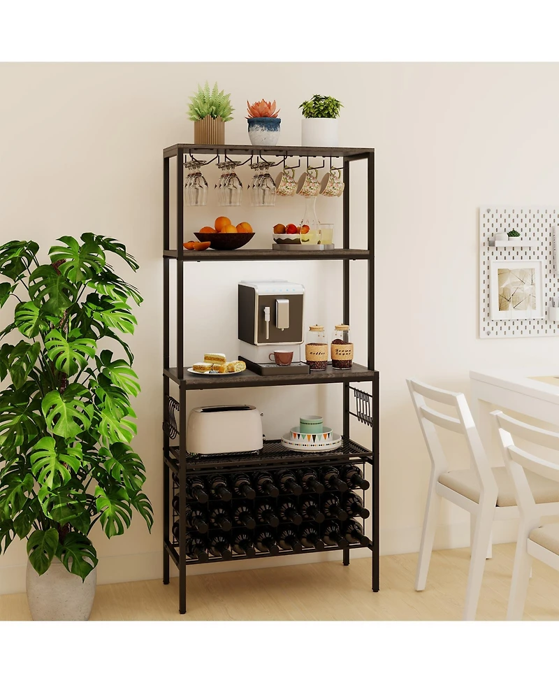 Slickblue Wine Organizer with Built Power Outlet and Bottle Storage Rack