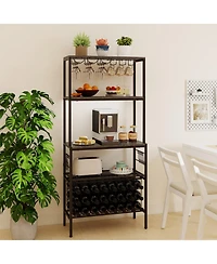 Slickblue Wine Organizer with Built Power Outlet and Bottle Storage Rack