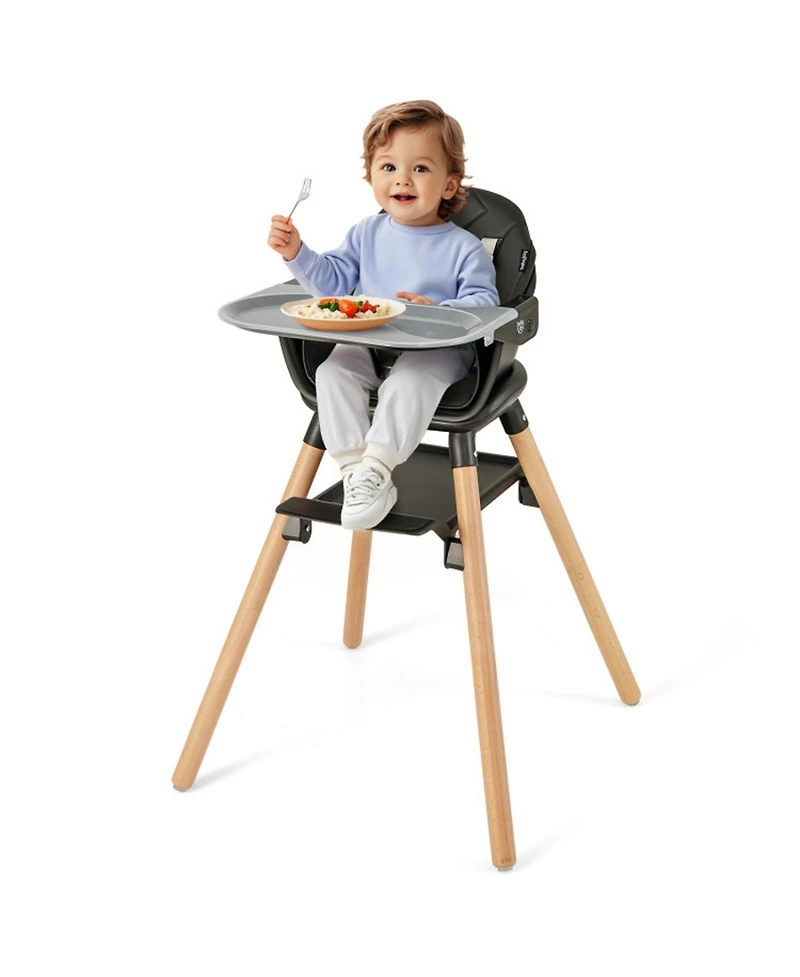 Gouun 6-in-1 Convertible Highchair with Safety Harness and Removable Tray, Ages 6M to 6Y