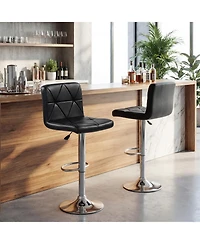 Gymax Bar Stools Set of 4 Adjustable Swivel Barstools w/Back and Footrest for Kitchen