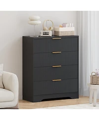 gaomon Fluted 4 Drawer Dresser for Bedroom, 38.6" Tall Modern Chest with Handles Wood Storage Cabinet