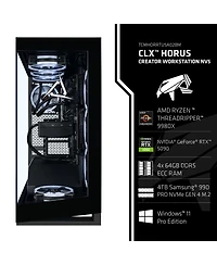 Clx Horus Creator Workstation-Liquid Cooled Amd Ryzen Threadripper 9980X 3.2GHz 64-Core, 256GB DDR5, Rtx 5090 32GB, 4TB Ssd, WiFi, Windows 11 Pro