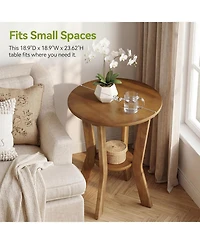 Tribesigns Side Table, 2-Tier Small Round End Table, Nightstand with Open Shelves