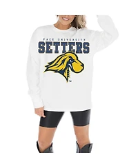 Gameday Couture Women's White Pace University Setters Big Goals Oversized Long Sleeve T-Shirt