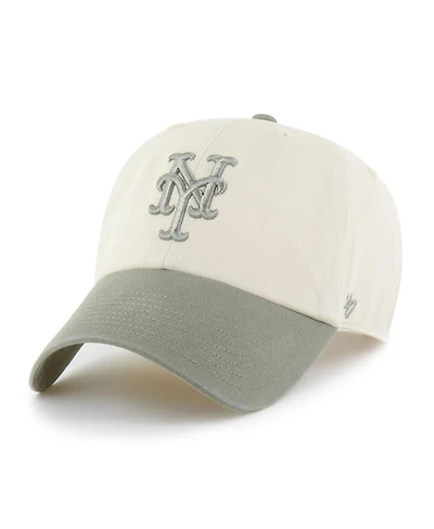 '47 Brand Men's Natural/Olive New York Mets Two-Tone Fashion Clean Up Adjustable Hat