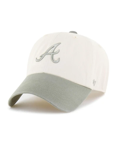 '47 Brand Men's Natural/Olive Atlanta Braves Two-Tone Fashion Clean Up Adjustable Hat