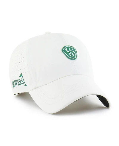 '47 Brand Men's White Milwaukee Brewers Elevated Greens Clean Up Adjustable Hat