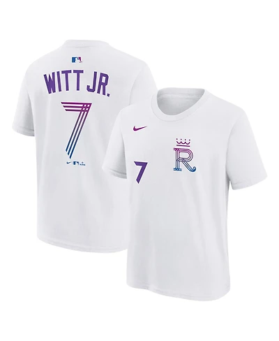 Nike Big Boys and Girls Bobby Witt Jr. White Kansas City Royals 2026 Connect Name Number T-Shirt