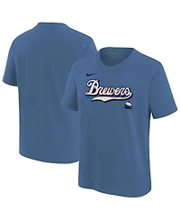 Nike Big Boys and Girls Blue Milwaukee Brewers 2026 City Connect Wordmark T-Shirt