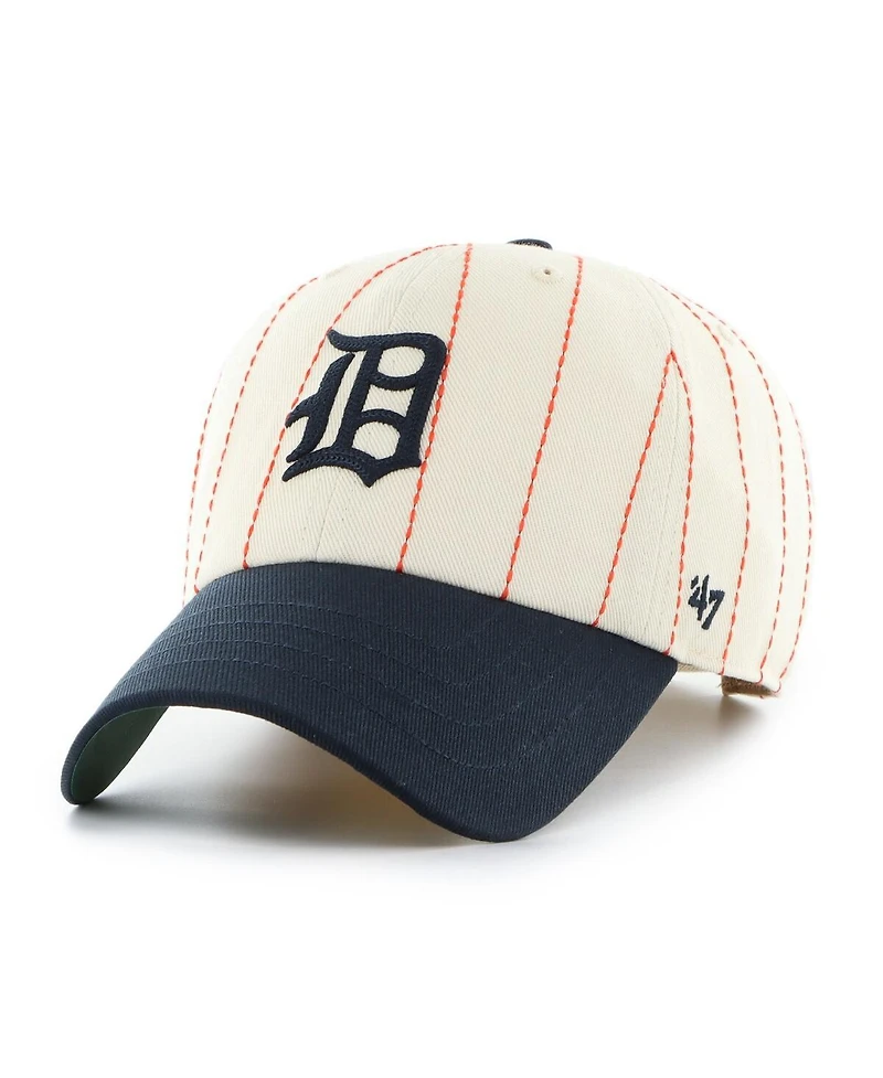 '47 Brand x Rawlings Men's Natural/Navy Detroit Tigers Pinstripe Clean Up Adjustable Hat
