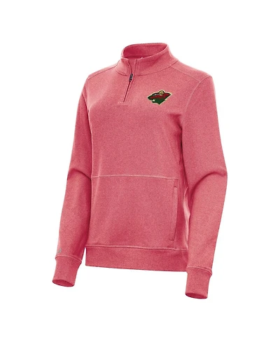 Antigua Women's Heather Red Minnesota Wild Crush Quarter-Zip Fleece Sweatshirt