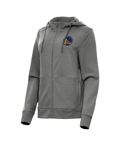 Antigua Women's Heather Charcoal Golden State Warriors Seeker Full-Zip Hoodie Jacket