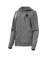 Antigua Women's Heather Charcoal Golden State Warriors Seeker Full-Zip Hoodie Jacket