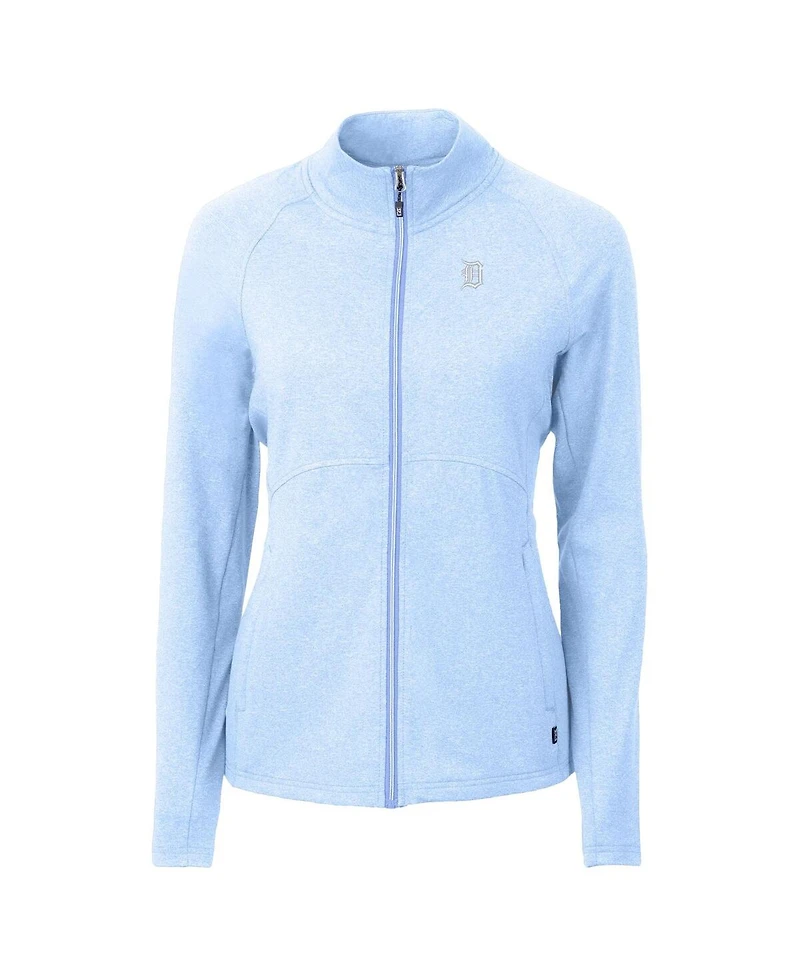 Cutter & Buck Women's Heather Powder Blue Detroit Tigers Raglan Adapt Eco Knit Full-Zip Jacket