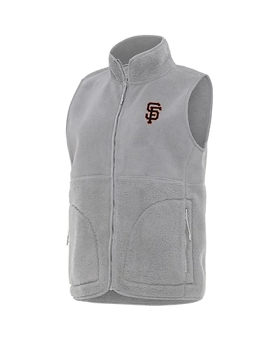 Antigua Women's Gray San Francisco Giants Nostalgic Full-Zip Vest