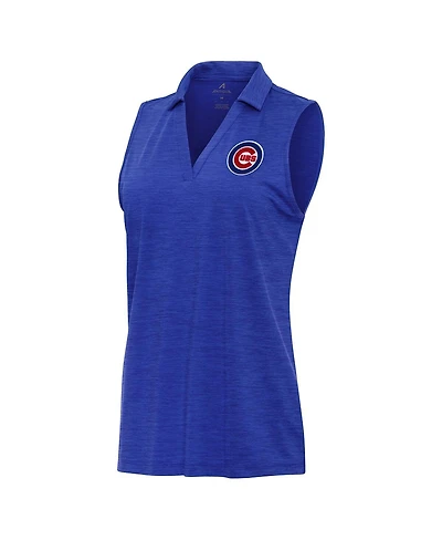 Antigua Women's Heather Royal Chicago Cubs Layout Sleeveless Polo Shirt