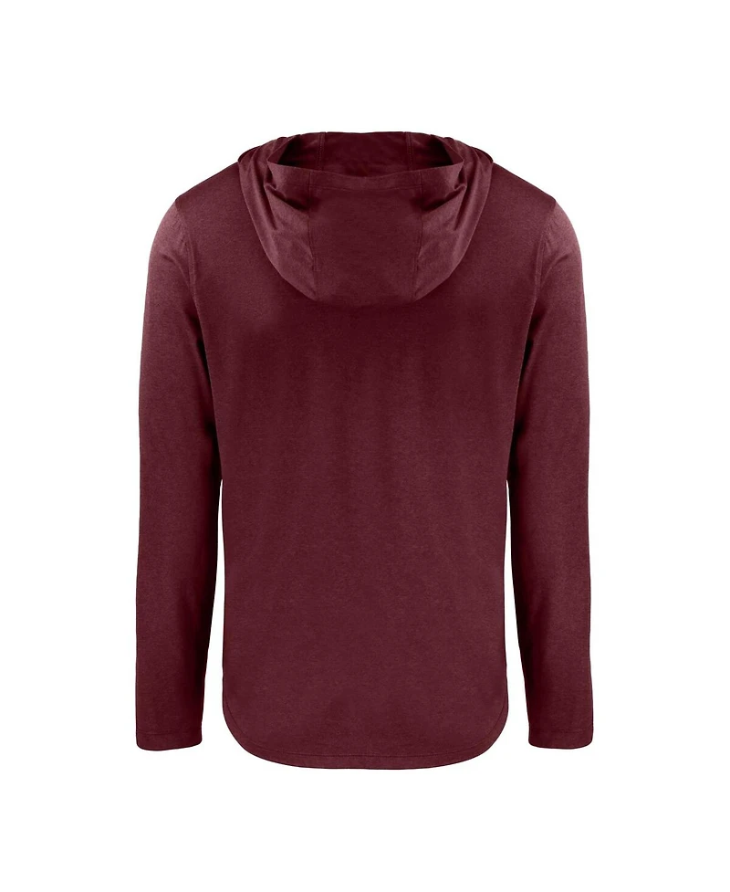 Cutter & Buck Men's Maroon Harvard Crimson Coastline Epic Comfort Eco Long Sleeve Hoodie T-Shirt