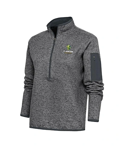 Antigua Women's Heather Charcoal Clarkson Golden Knights Fortune Digital Thermal Half-Zip Jacket