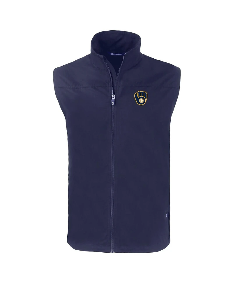 Cutter & Buck Men's Navy Milwaukee Brewers Charter Eco Full-Zip Vest