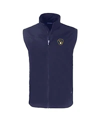 Cutter & Buck Men's Navy Milwaukee Brewers Charter Eco Full-Zip Vest