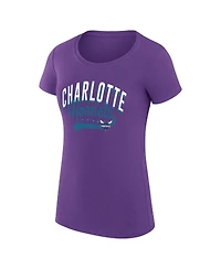 G-iii 4Her by Carl Banks Women's Purple Charlotte Hornets Super-Slim Fit Lightweight Filigree Logo T-Shirt