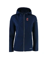 Cutter & Buck Women's Navy Cleveland Guardians Evoke Eco Softshell Full-Zip Jacket