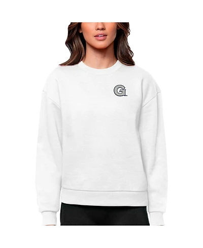Antigua Women's White Georgetown Hoyas Logo Victory Crewneck Pullover Sweatshirt