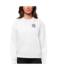 Antigua Women's White Georgetown Hoyas Logo Victory Crewneck Pullover Sweatshirt