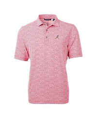 Cutter & Buck Men's Red Atlanta Braves Americana Logo Virtue Eco-Pique Botanical Polo Shirt