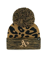 '47 Brand Women's Athletics Leopard Rosette Cuffed Pom with Knit Hat
