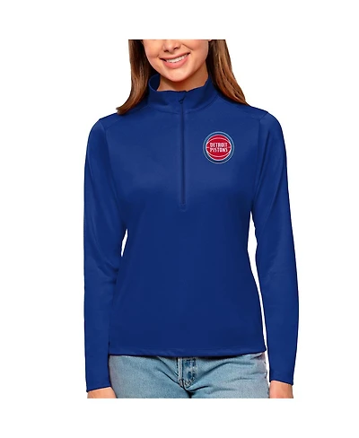 Antigua Women's Blue Detroit Pistons Tribute Half-Zip Top