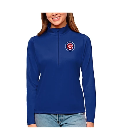 Antigua Women's Royal Chicago Cubs Tribute Quarter-Zip Pullover Top