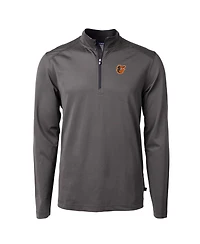 Cutter & Buck Men's Black/Gray Baltimore Orioles Virtue Eco Pique Micro Stripe Big Tall Quarter-Zip Pullover Top