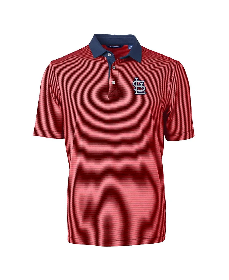 Cutter & Buck Men's Red/Navy St. Louis Cardinals Virtue Eco Pique Micro Stripe Big Tall Polo Shirt