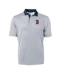 Cutter & Buck Men's Navy/White Boston Red Sox Virtue Eco Pique Micro Stripe Polo Shirt