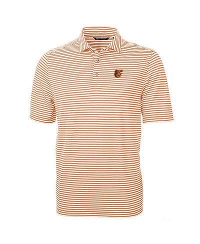 Cutter & Buck Men's Orange Baltimore Orioles Virtue Eco Pique Stripe Polo Shirt