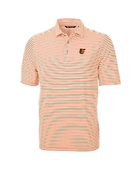 Cutter & Buck Men's Orange Baltimore Orioles Virtue Eco Pique Stripe Polo Shirt