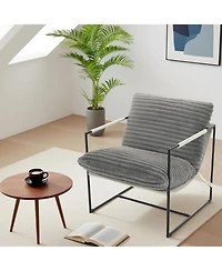 gaomon Sling Accent Chair for Living Room,Modern Metal Framed Cozy Armchair,Upholstered Living Room Chairs with Shredded Foam Cushioning