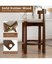 Slickblue Set of 2 Counter Bar Stools with Backrest and Footrest