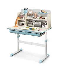 Gouun Kids Wood Rolling Folding Computer Standing Desk with Drawers