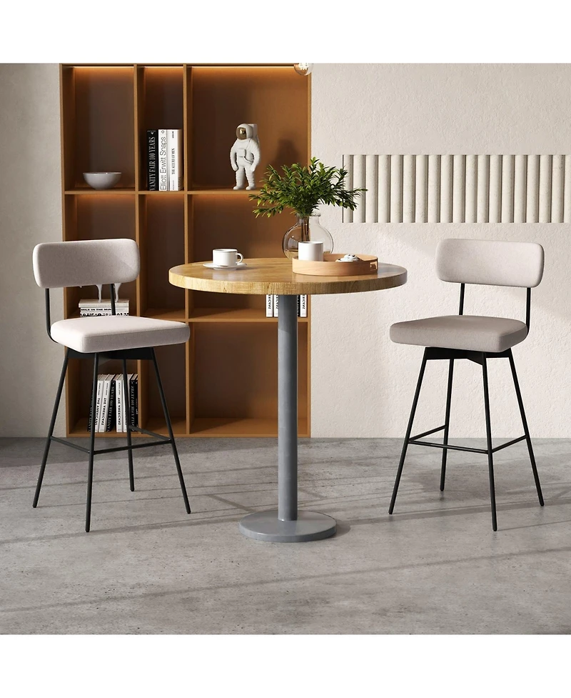 Slickblue 2 Piece 29 Inch Counter Height Upholstered Swivel Bar Stool Set