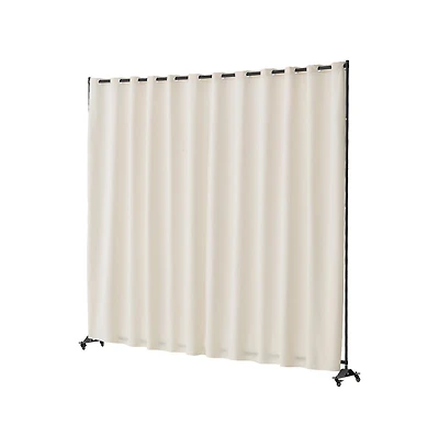 Sugift Portable Panel Room Divider with Wheels, 121.5 x 17.7 x 96.7 in Freestanding Curtain Divider Privacy Screen for Office Bedroom
