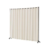 Sugift Portable Panel Room Divider with Wheels, 121.5 x 17.7 x 96.7 in Freestanding Curtain Divider Privacy Screen for Office Bedroom