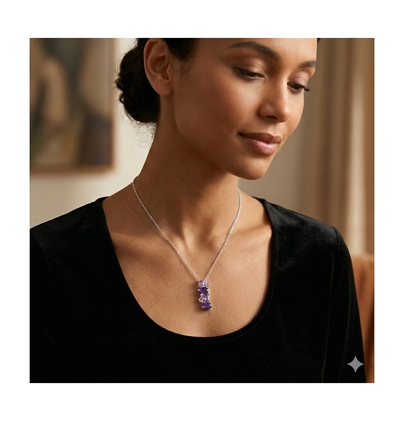 Simona Multi Gemstone Oval Sterling Silver Necklace