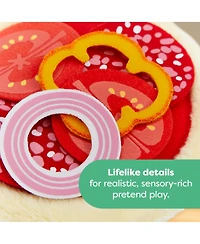 Haba Pizza Play Food Set for Kids Play Kitchen - Felt Toy Food Pizza with Toppings and Wooden Kids Kitchen Accessories for Ages 3+